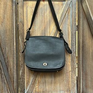 Coach Stewardess 9945 Vintage Black Glove Tanned Cowhide RARE FIND Made in USA